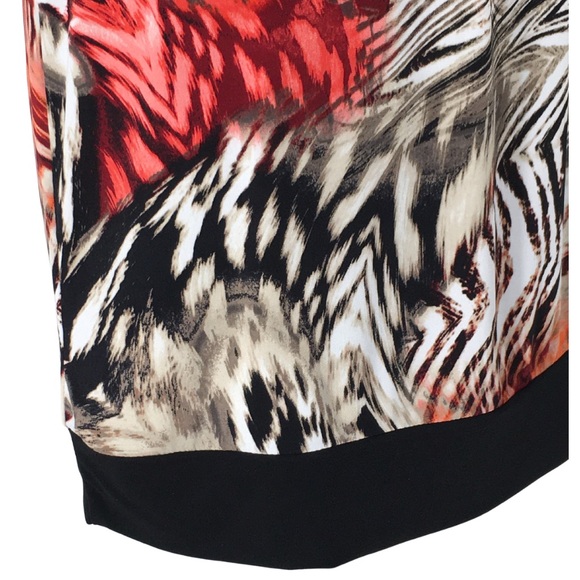 Thalia Sodi Coral Zebra Black Slit Sleeve Cocktail Blouson Midi Dress size Small - Picture 13 of 15
